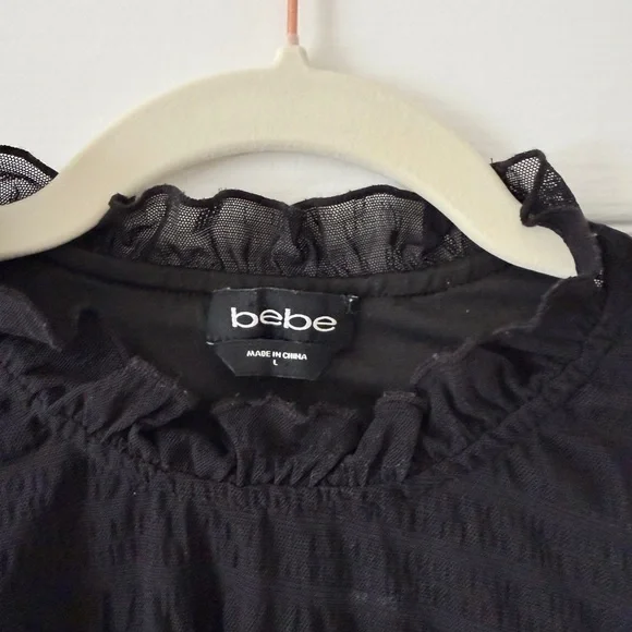 Bebe Black Ruffled Sheer Top - Picture 4 of 5